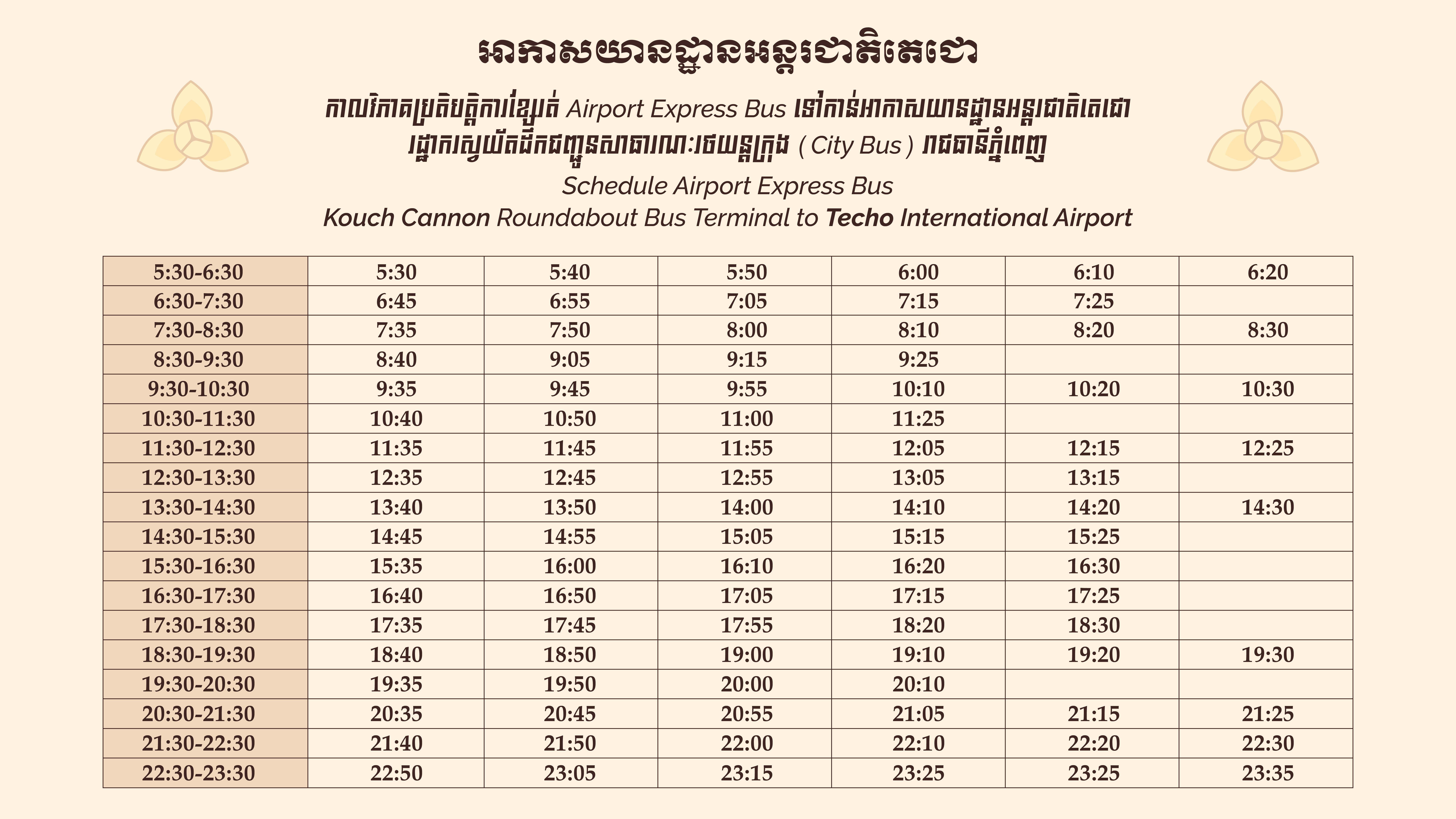 コウチ・カノン・ラウンドアバウト（Kouch Kanong Roundabout）時刻表